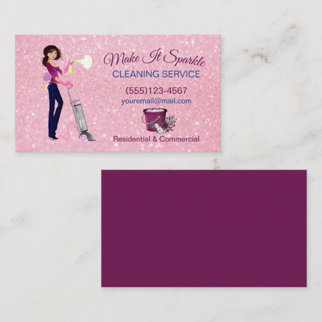 Carte De Visite Service De Nettoyage De Cartoon Cartoon Sparkle (Devant / Derrière)