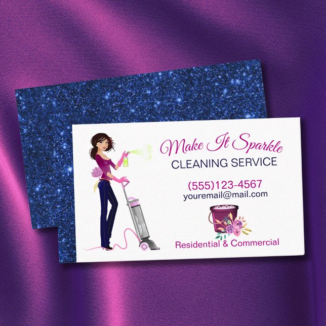 Carte De Visite Service De Nettoyage De Cartoon Cartoon Sparkle (Créateur téléchargé)