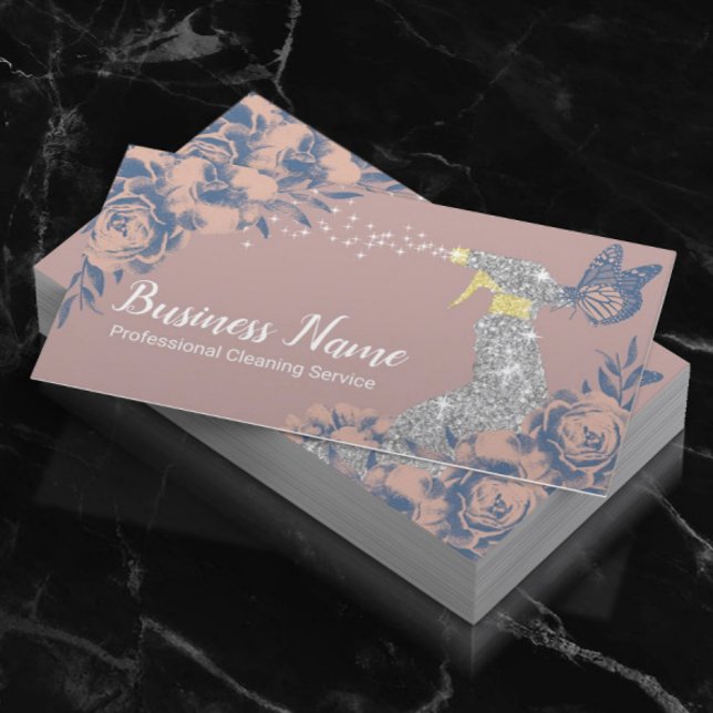 Carte De Visite Service de nettoyage de la maison Dusty Rose Vinta (Créateur téléchargé)