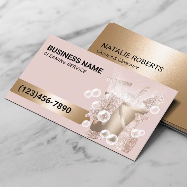 Carte De Visite Service de nettoyage de la maison Moderne Blush Ro (Créateur téléchargé)
