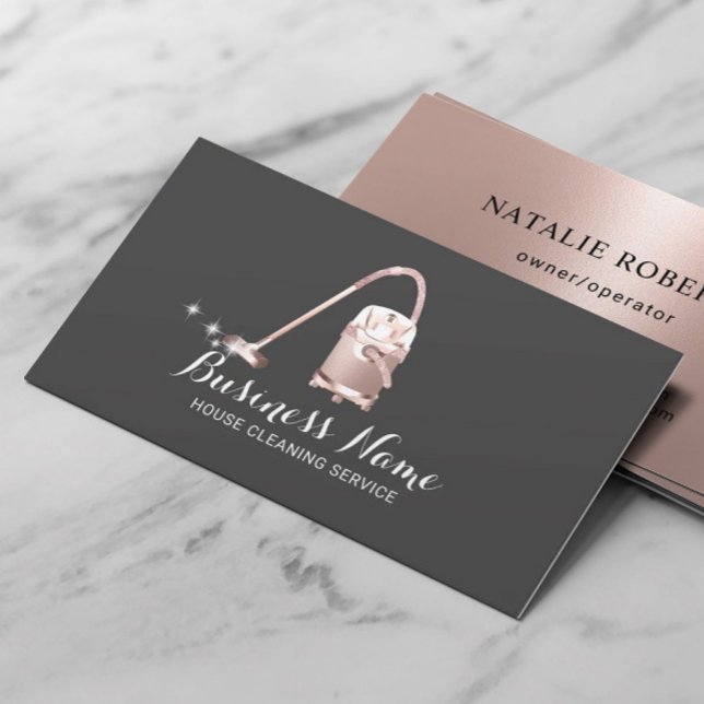 Carte De Visite Service de nettoyage de la maison Rose de nettoyag (Créateur téléchargé)