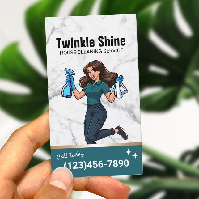 Carte De Visite Service de nettoyage de la maison Turquoise modern (Créateur téléchargé)