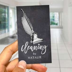 Carte De Visite Service de nettoyage de maison aspirateur rétro