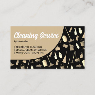 Carte De Visite Service de nettoyage de maison Black Gold