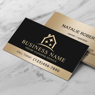 Carte De Visite Service de nettoyage de maison Black & Gold Ménage