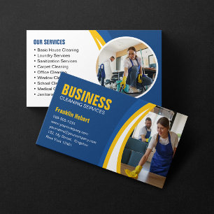 Carte De Visite Service de nettoyage de maison Bleu Jaune Concierg