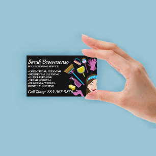 Carte De Visite Service de nettoyage de maison de bonne de dessin