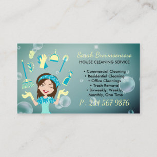 Carte De Visite Service de nettoyage de maison de bonne mignonne d