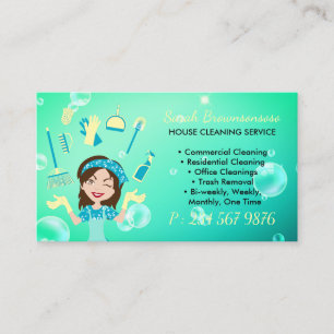 Carte De Visite Service de nettoyage de maison de bonne verte dess