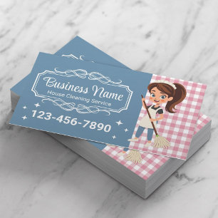 Carte De Visite Service de nettoyage de maison Dessin animé Bonne