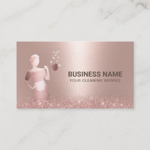 Carte De Visite Service de nettoyage de maison domestique Rose Par