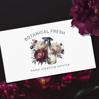 Carte De Visite Service de nettoyage de maison élégant Floral