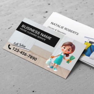 Carte De Visite Service de nettoyage de maison femme de ménage pro