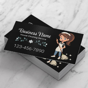 Carte De Visite Service De Nettoyage De Maison Maid De Cartoon Cut
