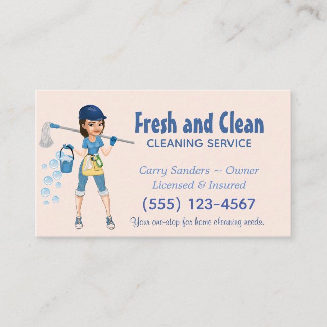 Carte De Visite Service De Nettoyage De Maison Maid En Carton (Devant)
