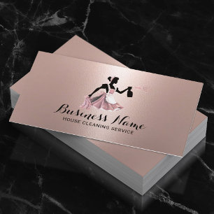 Carte De Visite Service de nettoyage de maison moderne Rose Gold t