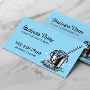 Carte De Visite Service de nettoyage de maison professionnel bleu