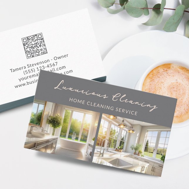 Carte De Visite Service de nettoyage de maison professionnel Code  (Créateur téléchargé)