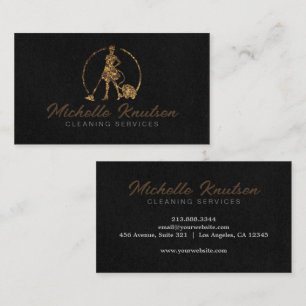 Carte De Visite Service de nettoyage de maison professionnel noir
