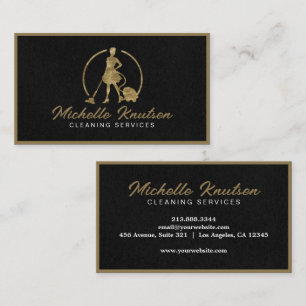 Carte De Visite Service de nettoyage de maison professionnel noir 