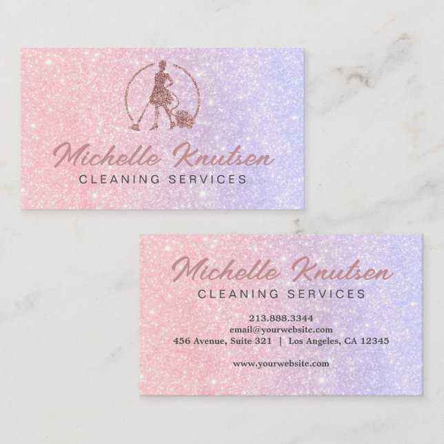 Carte De Visite Service de nettoyage de maison professionnel parti (Devant / Derrière)