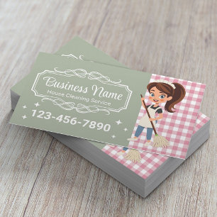Carte De Visite Service de nettoyage de maison Sage Green Cleaning