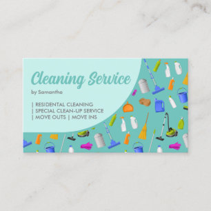 Carte De Visite Service de nettoyage de maison Teal Green