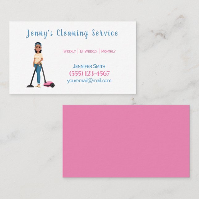 Carte De Visite Service De Nettoyage De Maison Vacuum Cute (Devant / Derrière)