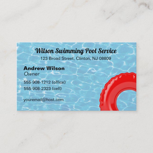 Carte De Visite Service de nettoyage de piscine et ventes (Devant)