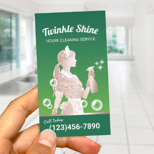 Carte De Visite Service de nettoyage des domestiques Élégant ménag