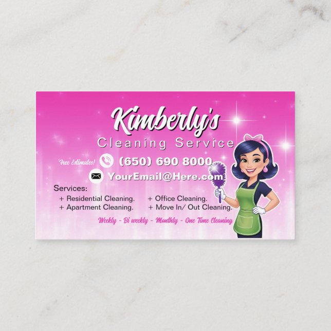 Carte De Visite Service de nettoyage des domestiques Entretien de  (Dos)