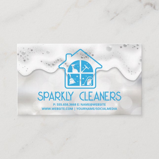 Carte De Visite Service de nettoyage des maisons | Étincelles | Bu (Devant)