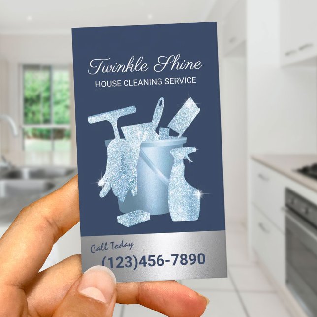 Carte De Visite Service de nettoyage des maisons Marine Blue Ménag (Créateur téléchargé)