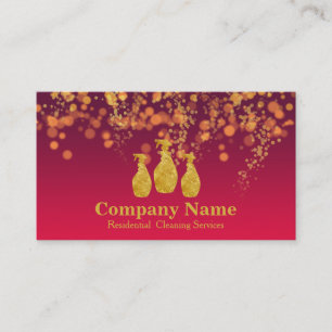 Carte De Visite Service de nettoyage élégant Glitter Bokeh