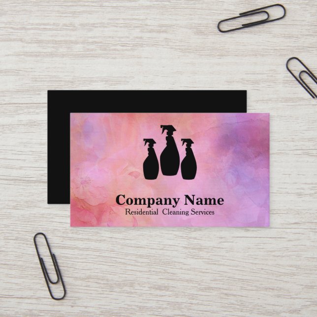Carte De Visite Service de nettoyage élégant Parties scintillant A (Devant/Arrière en situation)