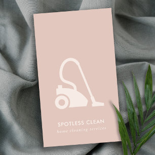 CARTE DE VISITE SERVICE DE NETTOYAGE EN VACUM SIMPLE ROSE BLANC