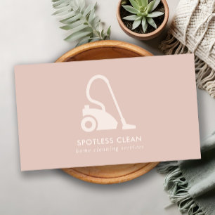 CARTE DE VISITE SERVICE DE NETTOYAGE EN VACUM SIMPLE ROSE BLANC