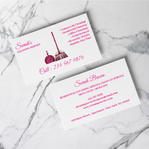 Carte De Visite Service de nettoyage et de conciergerie pink spark