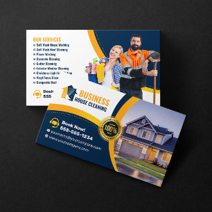 Carte De Visite Service de nettoyage extérieur de maison BlueOrang