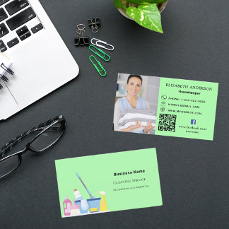 Carte De Visite Service de nettoyage feu vert photo code QR