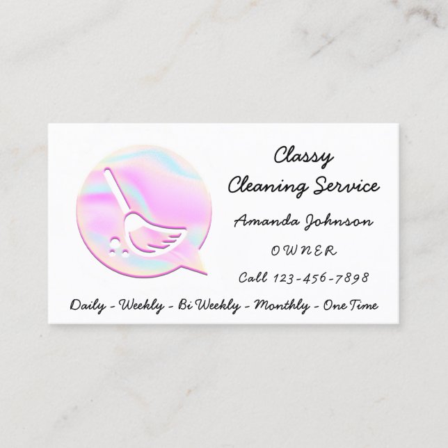 Carte De Visite Service de nettoyage Holographe domestique Logo de (Devant)