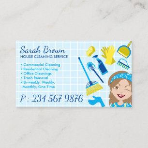 Carte De Visite Service de nettoyage Janitorial Lady Brown cheveux