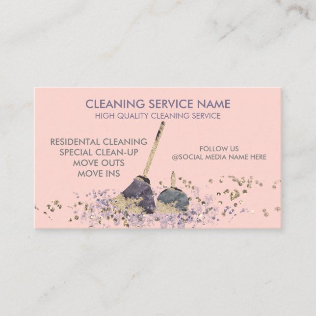 Carte De Visite Service De Nettoyage Janitorial Rose Classy Dirty (Devant)