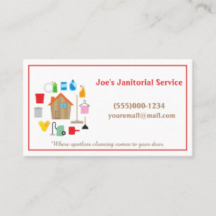 Carte De Visite Service de nettoyage Janitorial simple