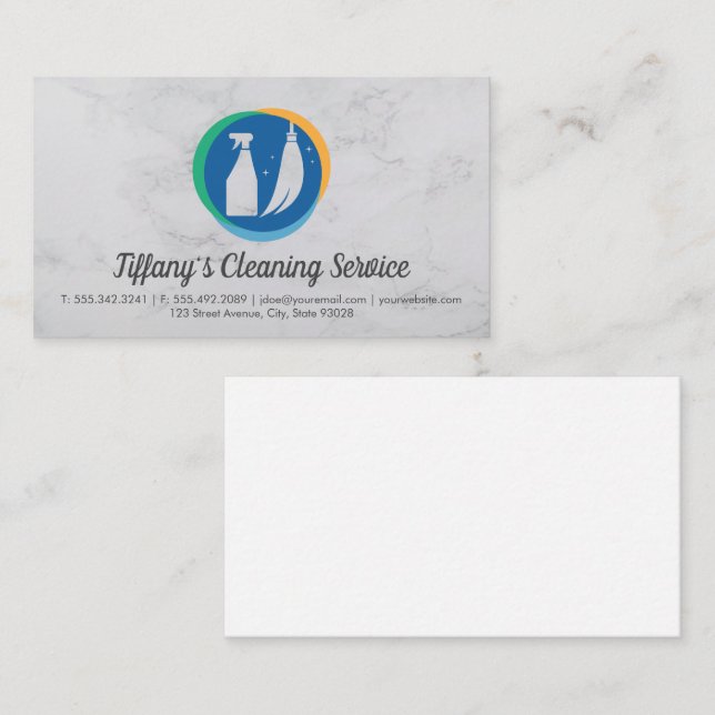 Carte De Visite Service de nettoyage | Logo de la femme de ménage  (Devant / Derrière)