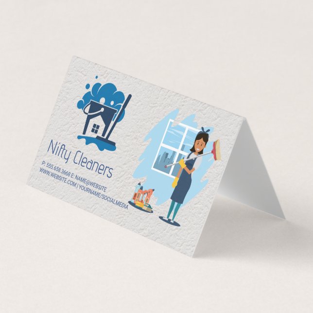 Carte De Visite Service de nettoyage | Logo de la maison de chambr (Devant)