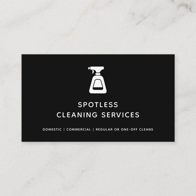 Carte De Visite Service de nettoyage Maid Black Spray bouteille (Devant)
