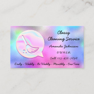 Carte De Visite Service de nettoyage Maid Home Groom Logo rose QR 
