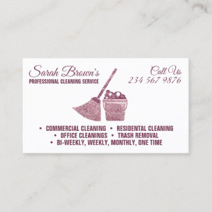 Carte De Visite Service de nettoyage Maid Janitorial Élégant pétil