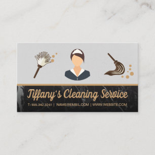 Carte De Visite Service de nettoyage   Maid Mop Duster   Découpe e